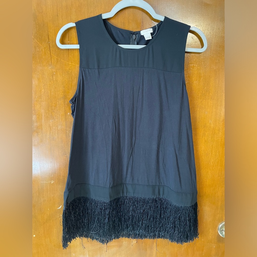 J. Crew size small black tank blouse with fringe